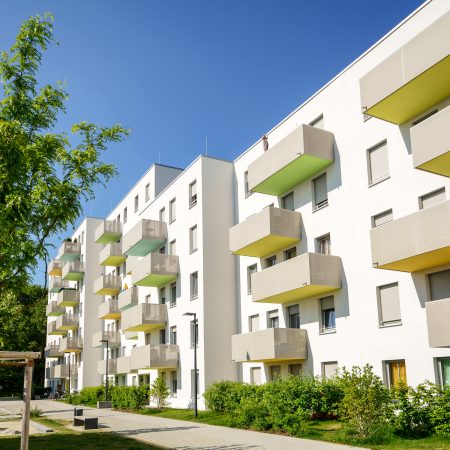 Facade of a modern apartment building in the city